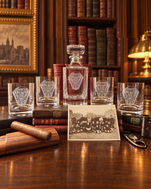 BROTHERS OF THE HILL DECANTER & FOUR-GLASS SET
