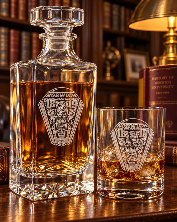 BROTHERS OF THE HILL DECANTER & FOUR-GLASS SET