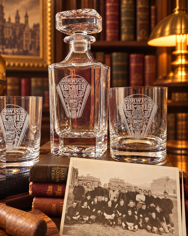 BROTHERS OF THE HILL DECANTER & FOUR-GLASS SET