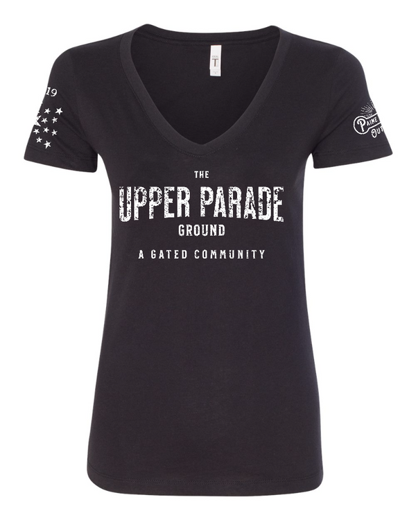 THE UPPER PARADE GROUND - A GATED COMMUNITY LADIES SHORT-SLEEVE V-NECK T